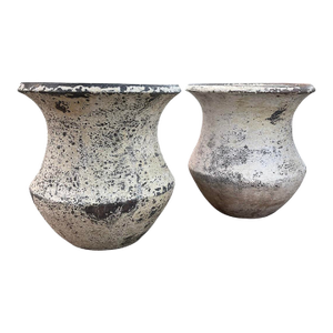 Pair of Vintage Faux-Stone Chipped Resin Garden Planters