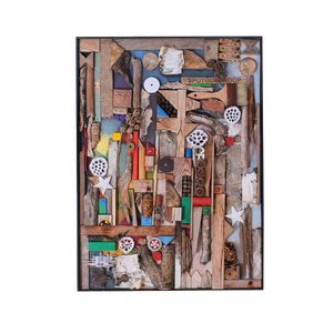 Brutalist Sculptural Composition, 1970s, Mixed Media, Framed
