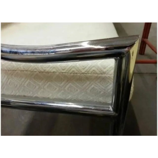 Vintage 1960s Hollywood Regency Milo Baughman Style Chrome & Upholstered High Back Chair For Sale - Image 11 of 12