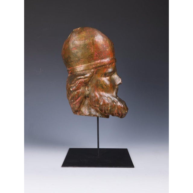 Polychrome Carved Bishop Bust, Continental Ecclesiastical Fragment, 1790, Limewood For Sale - Image 15 of 18