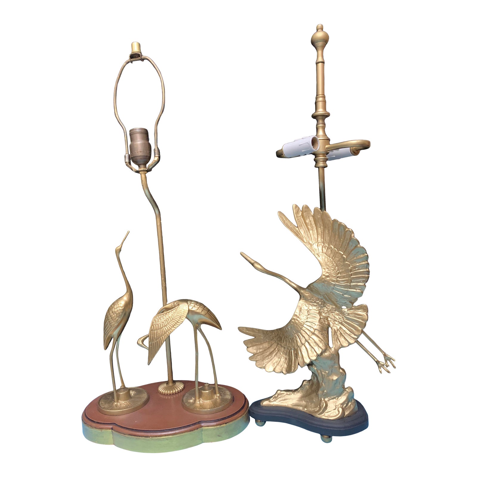 Vintage Mid 20th Century Toyo Brass Crane Lamps a Pair Chairish
