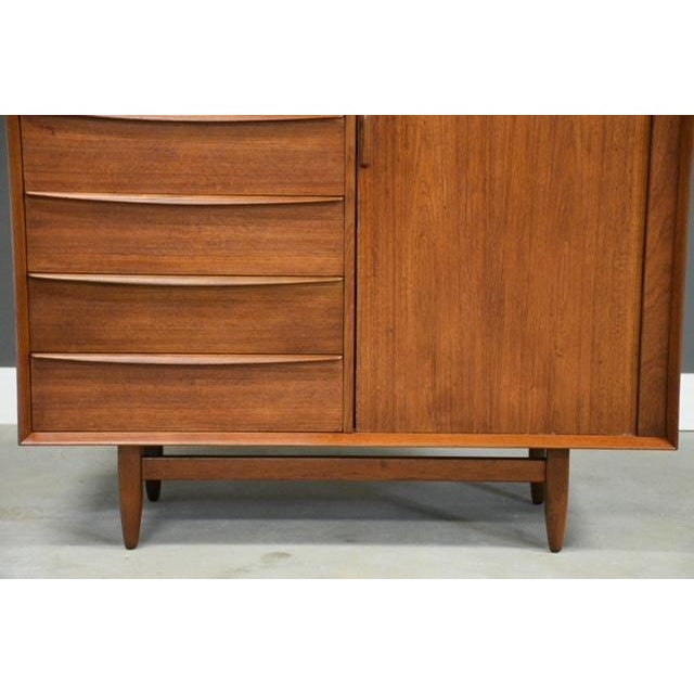 Wood 1950s Refinished Danish Modern Teak Armoire Dresser by Falster For Sale - Image 7 of 14