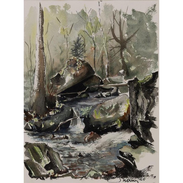 Modern Jacques Noury, Streams in the Forest, Watercolor For Sale - Image 3 of 5