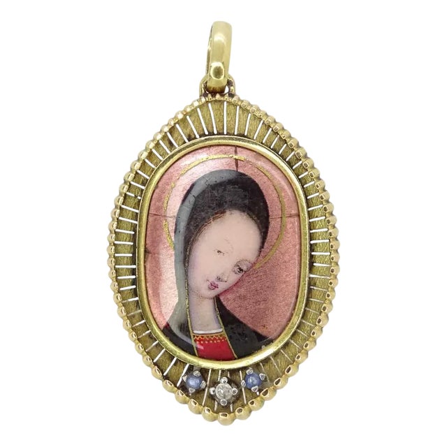 Vintage French 18k Gold and Enamel Pendant, 1900 For Sale