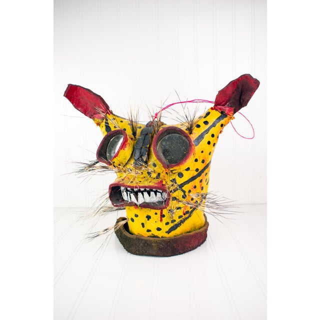 Mid 20th Century Ceremonial Leather Tiger / Jaguar Mask From Guerrero, Mexico For Sale - Image 11 of 17