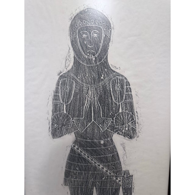 1950s Rare Medieval Knight Tomb Impression – Westminster Abbey & Stoke D’Abernon – Framed Set of Brass Rubbings For Sale - Image 5 of 10