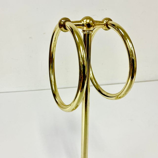 1970s Hollywood Regency Boho Chic Brass Finish Hand Towel Countertop Stand For Sale - Image 15 of 17