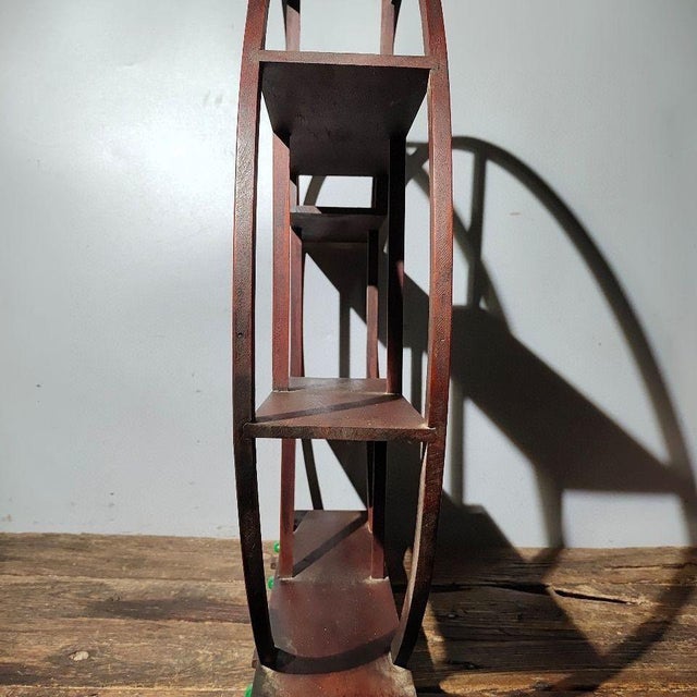 Brown Vintage Chinese Round Rosewood Display Stand (Curio) With Drawers & Jade Accents - 60.5cm For Sale - Image 8 of 9