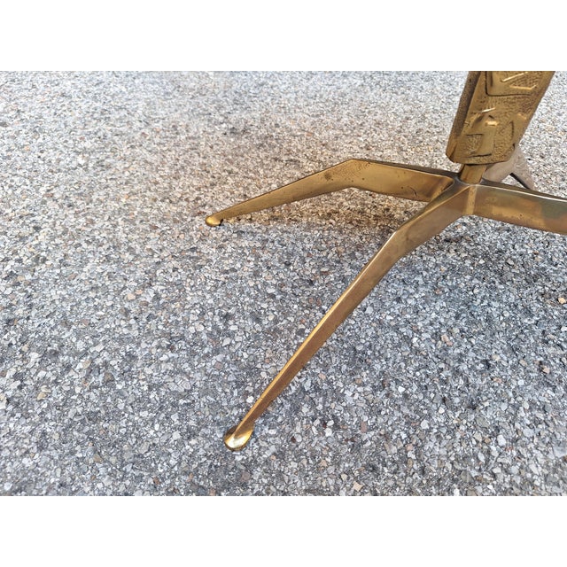 1950s Brass Coffee Table with Oval Brown Marble Top, 1950s For Sale - Image 5 of 8