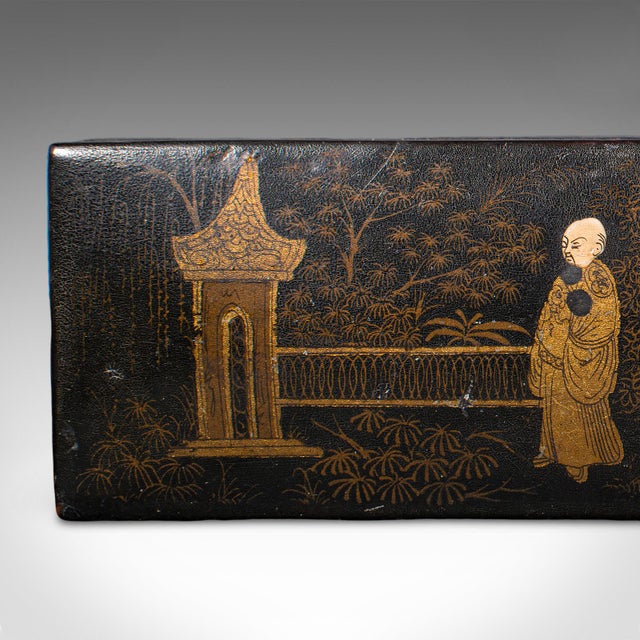 Antique Calligrapher's Pen Box, Lacquered, Quill Case, Chinoiserie, Victorian For Sale - Image 9 of 11