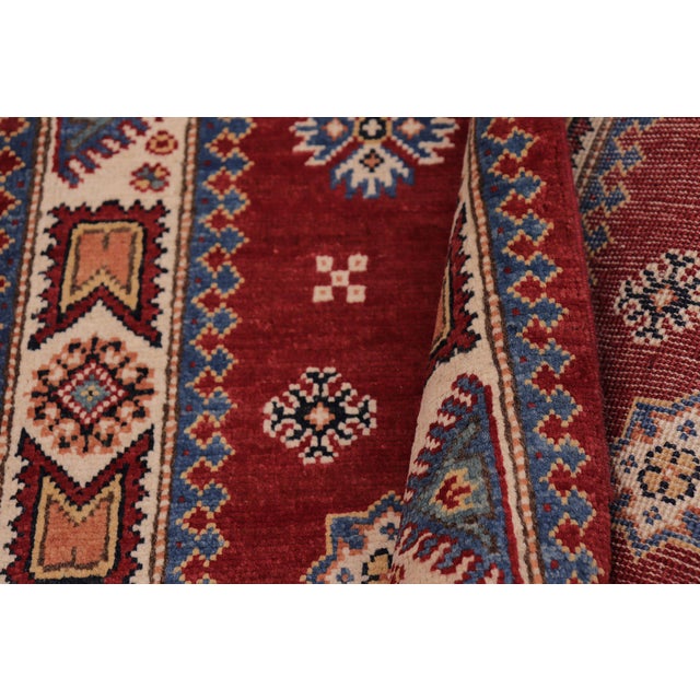 Textile Tribal Super Kazak Red/Beige Wool Runner Rug- 2'9'' X 7'10'' For Sale - Image 7 of 10