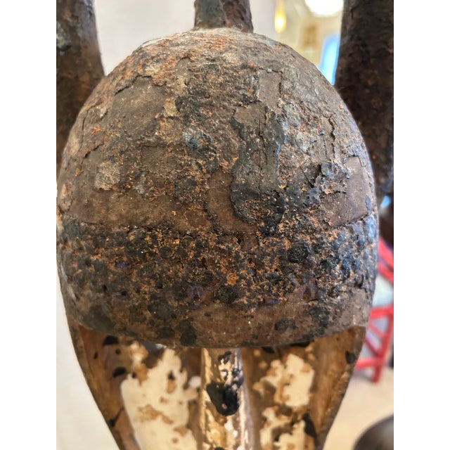 Collection of African Carved Wood Masks on Tall Custom Iron Stands For Sale - Image 10 of 16