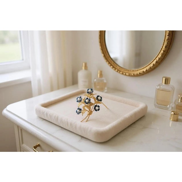 Metal Vintage 18k Gold Italian Floral Brooch With Enamel and Pearls For Sale - Image 7 of 9