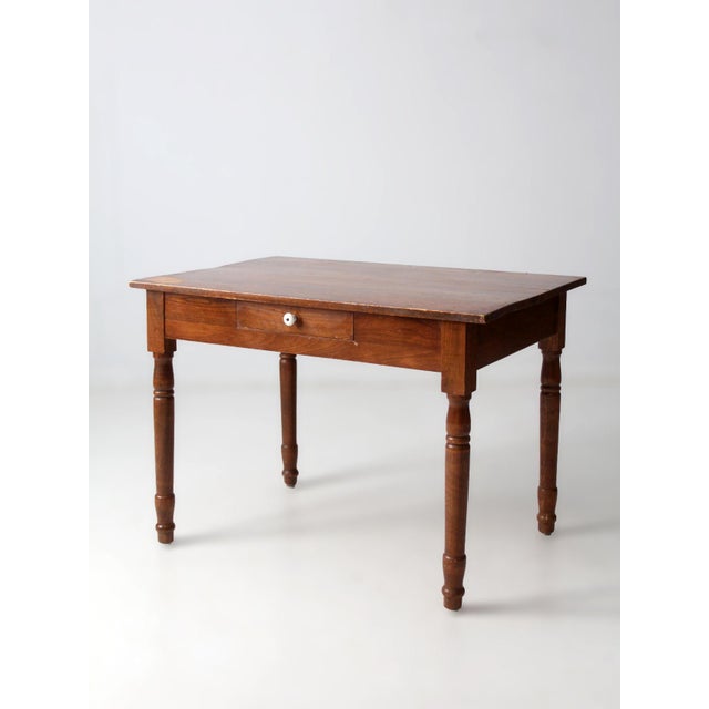 Antique Farmhouse Table With Drawer For Sale - Image 11 of 15
