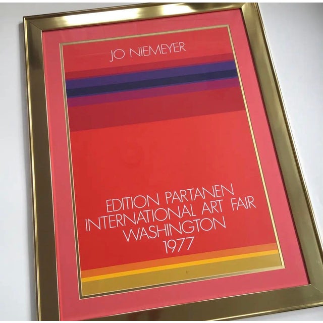 Vibrant 1977 promotional lithograph poster by German concrete artist Jo Niemeyer (b. 1946). Created for the Edition...