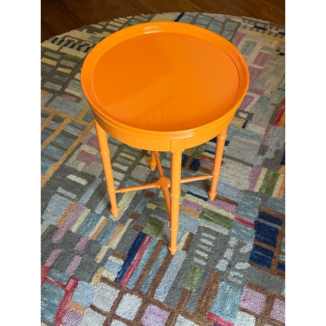 Ornamental & Decorative Materials Lacquered Faux Bamboo Table For Sale - Image 7 of 8