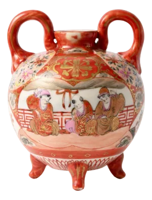 Antique Japanese Kutani Ware Porcelain Vase, 1890s