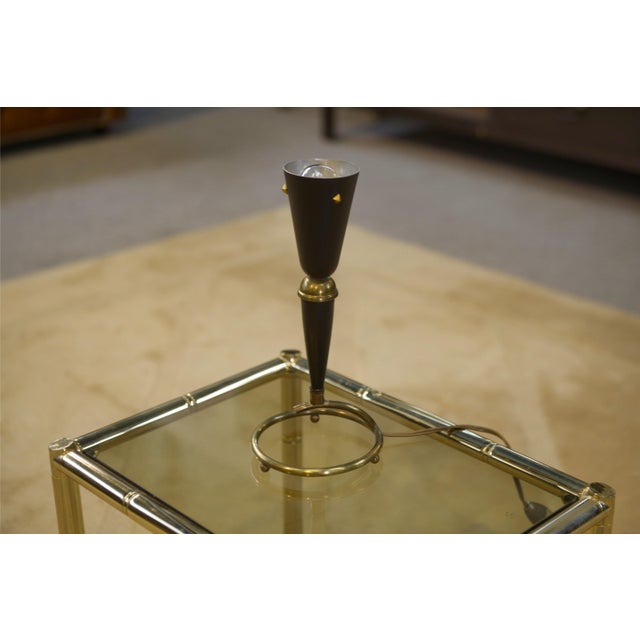 Brass and Black Lacquered Metal Lamp, 1960s For Sale - Image 9 of 9