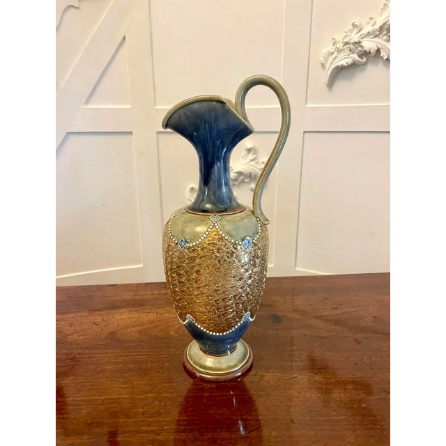 Ceramic Antique Victorian Doulton Lambeth Jug, 1880 For Sale - Image 7 of 9