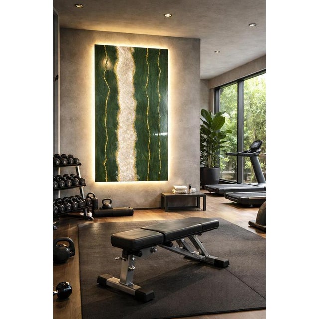 Emerald River Illuminated Wall Art in Natural Quartz Crystals by Sev Art Gallery For Sale - Image 6 of 8