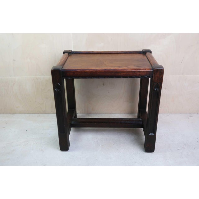 Early 20th Century Small Antique English Carved Oak Coffee Table, 1900 For Sale - Image 5 of 8