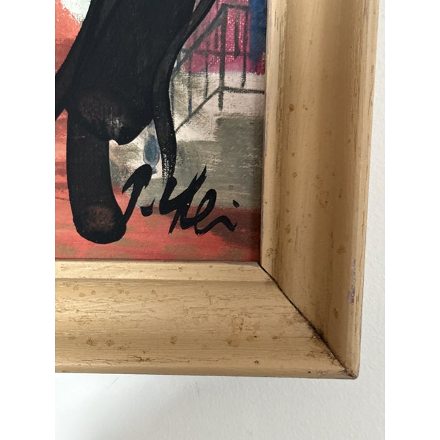 Peter Keil 1970s Peter Keil Portrait Painting Abstract Street Scene For Sale - Image 4 of 6