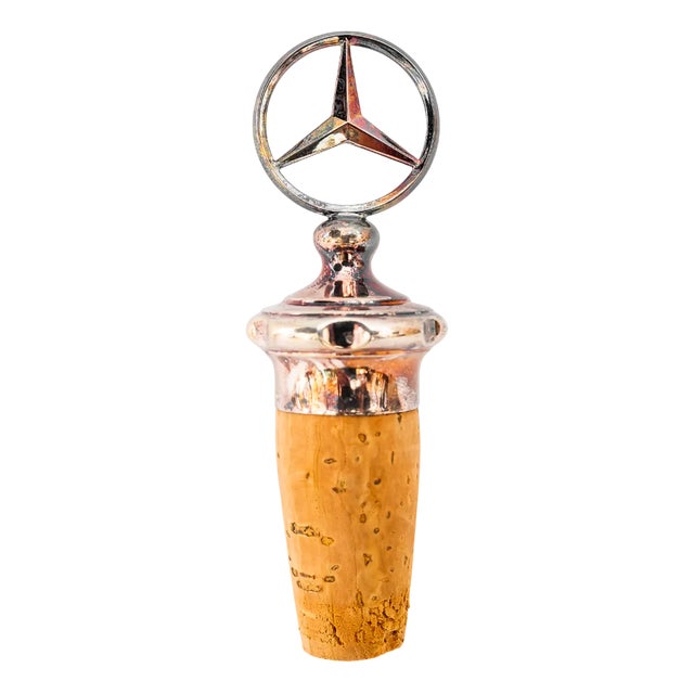 Silvered Brass Mercedes Bottle Stopper, Vienna, 1920s For Sale