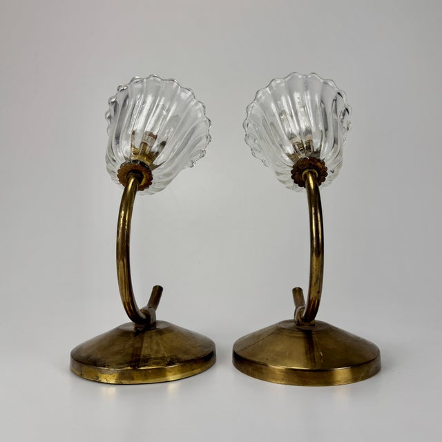 Metal Clear Murano Glass Wall Lamps from Barovier & Toso, 1930s, Set of 2 For Sale - Image 7 of 11