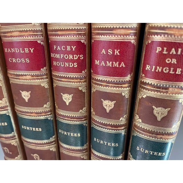 English Antique 19th Century Fine Leather Bindings - Books by Robert Smith Surtees - 5 Volumes For Sale - Image 3 of 11