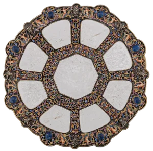 Antique 19th Century Austrian Silver, Enamel & Rock Crystal Dish by Rudolf Linke, 1890s