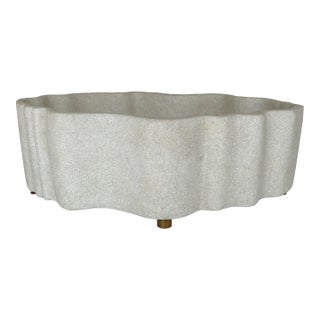Revelation Modern Ivory Stone Ripple Cachepot For Sale