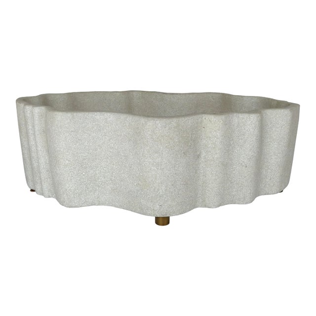 Revelation Modern Ivory Stone Ripple Cachepot For Sale
