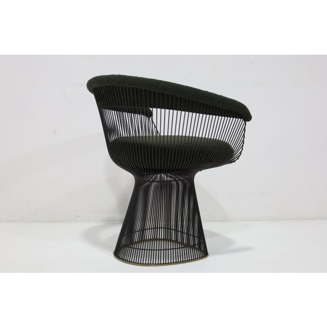 Warren Platner for Knoll Bronze Frame Dining Chairs in Deep Green Boucle' For Sale - Image 10 of 12