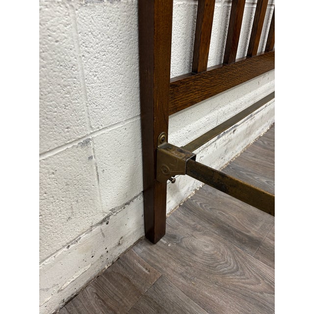 Antique Full Size Northwestern MFG Co Arts & Crafts Mission Tiger Oak Bed For Sale - Image 13 of 18