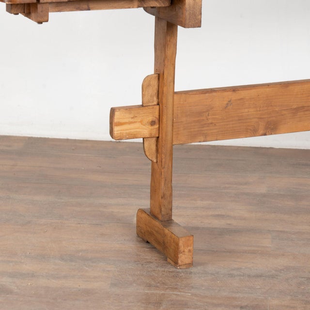 Early 20th Century Rustic Narrow Carpenter's Workbench Console Table For Sale - Image 11 of 15