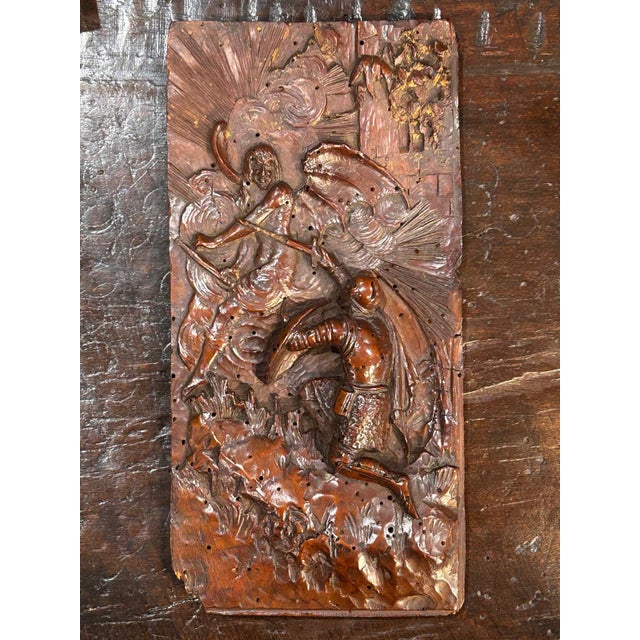 Wood Wooden Carving of Saint Michael Defeating the Devil, the Late 16th Century For Sale - Image 7 of 7