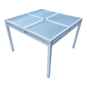 Square Aluminum & Frosted Glass Outdoor Dining Table
