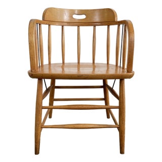 Vintage MCM Wood Bankers Chair For Sale