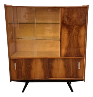 Vintage High-Gloss Highboard with Display Cabinet, 1970s