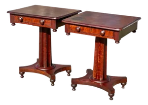 Antique Pair of Classical Mahogany Side Tables / Nightstands Sofa Table Set