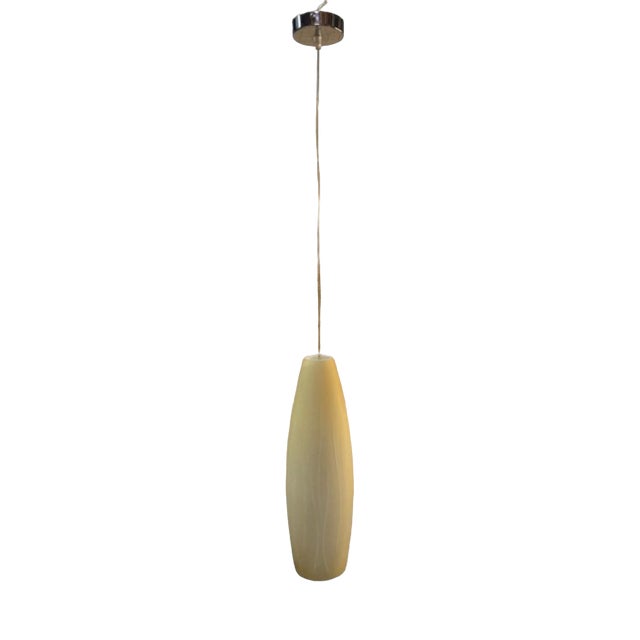 Italian Modern Ocher Murano Glass Tube Pendant Lamp, 1990 For Sale