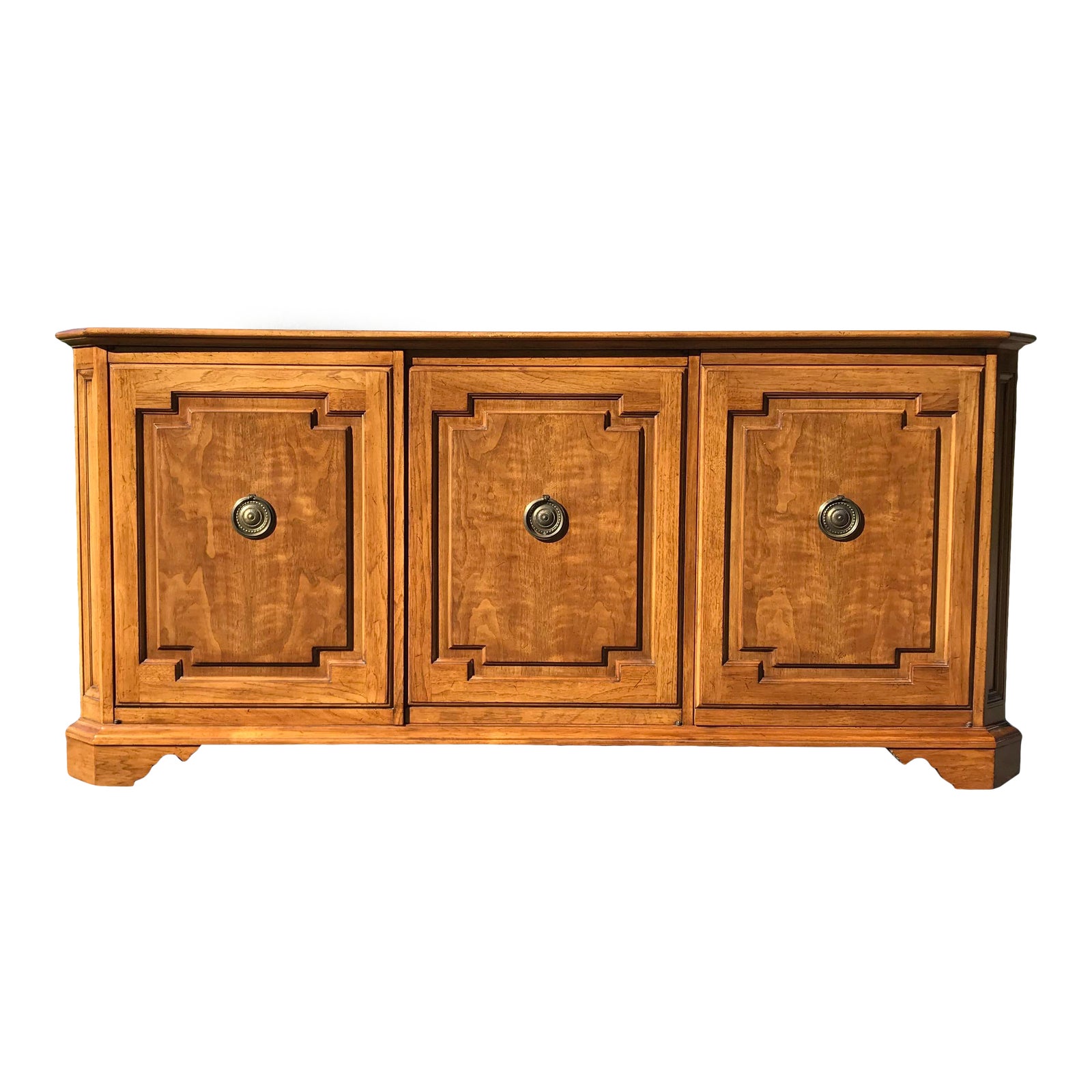 Walnut and Oak 3 Door Credenza by Baker Furniture Chairish