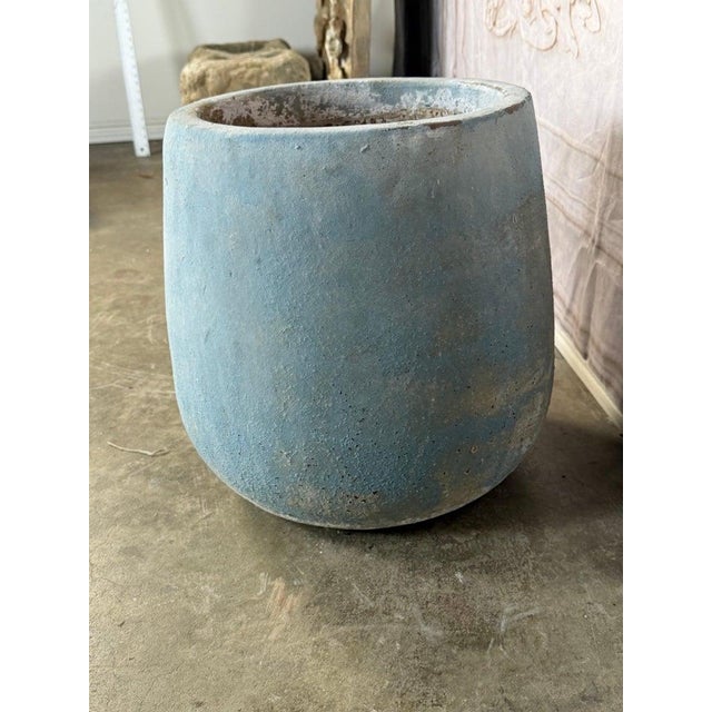 Terracotta Planter With Soft Blue-Gray Weathered Patina For Sale In Los Angeles - Image 6 of 8