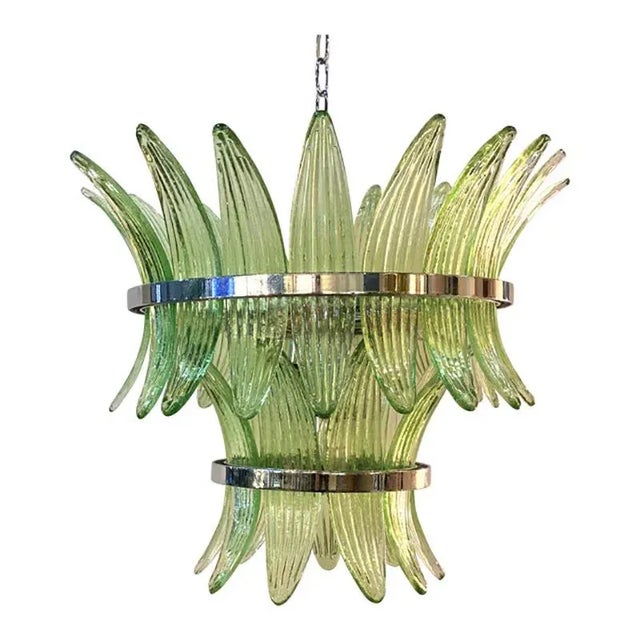 Green Palmette Murano Glass Belt Chandelier by Simoeng For Sale - Image 6 of 6