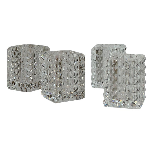 Faceted Optical Glass Candle Votives from Veritas, Texas, 2016, Set of 2 For Sale
