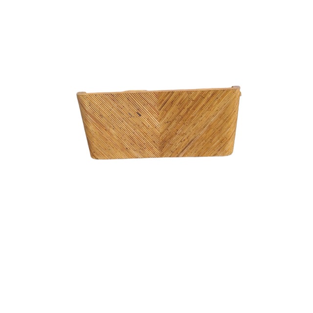 Coastal Vintage Coastal Split Reed Chevron Patterned Sofa For Sale - Image 3 of 5