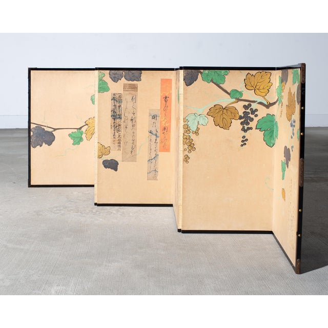 Japanese Harimaze Six Panel Screen Applied Edo Tanzaku Poems For Sale - Image 11 of 18