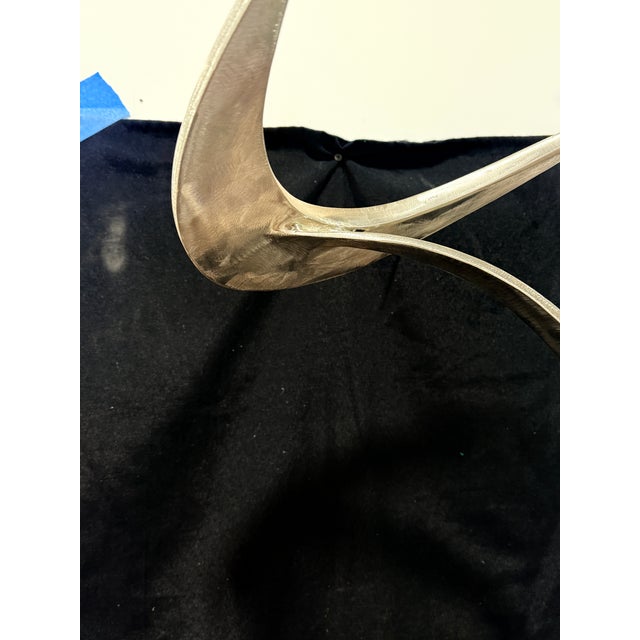 Mid-Century Modern Modernist Polished Steel Crescent Sculpture, C. 1985 - Signed For Sale - Image 3 of 6