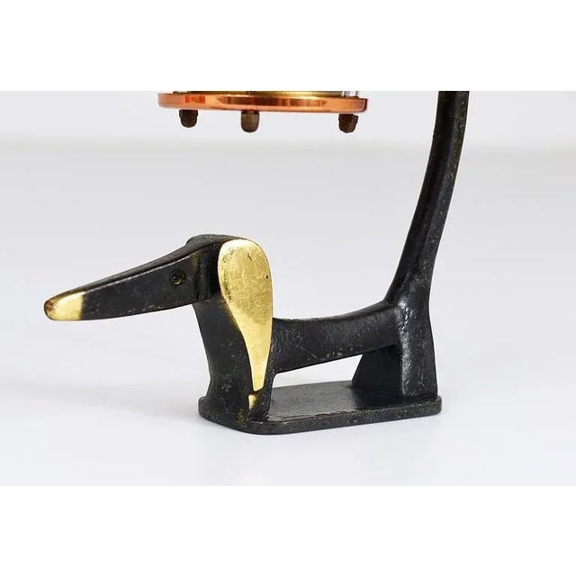 Brass Wiener Dog Figurine with Thermometer by Walter Bosse for Baller Austria, 1950s For Sale - Image 4 of 10