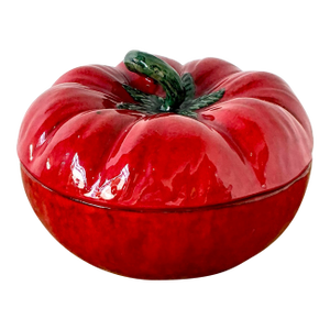 Vintage 1960s Italian Glazed Ceramic Tomato Tureen